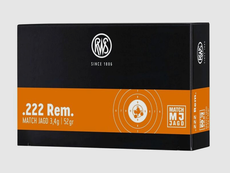 RWS	 RWS RWS .222 Rem. Match Jagd Büchsenpatronen 3,4g/52gr