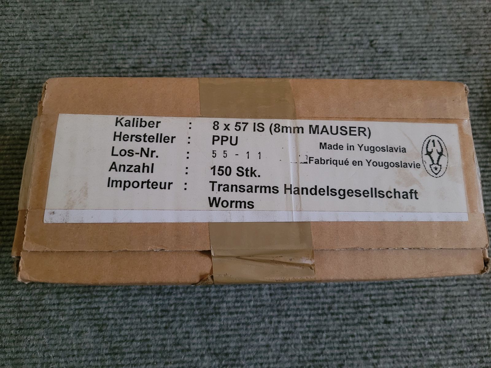 1050 Schuss VM FMJ 8x57 IS 8mm Mauser von PPU "Made in Yugoslavia"