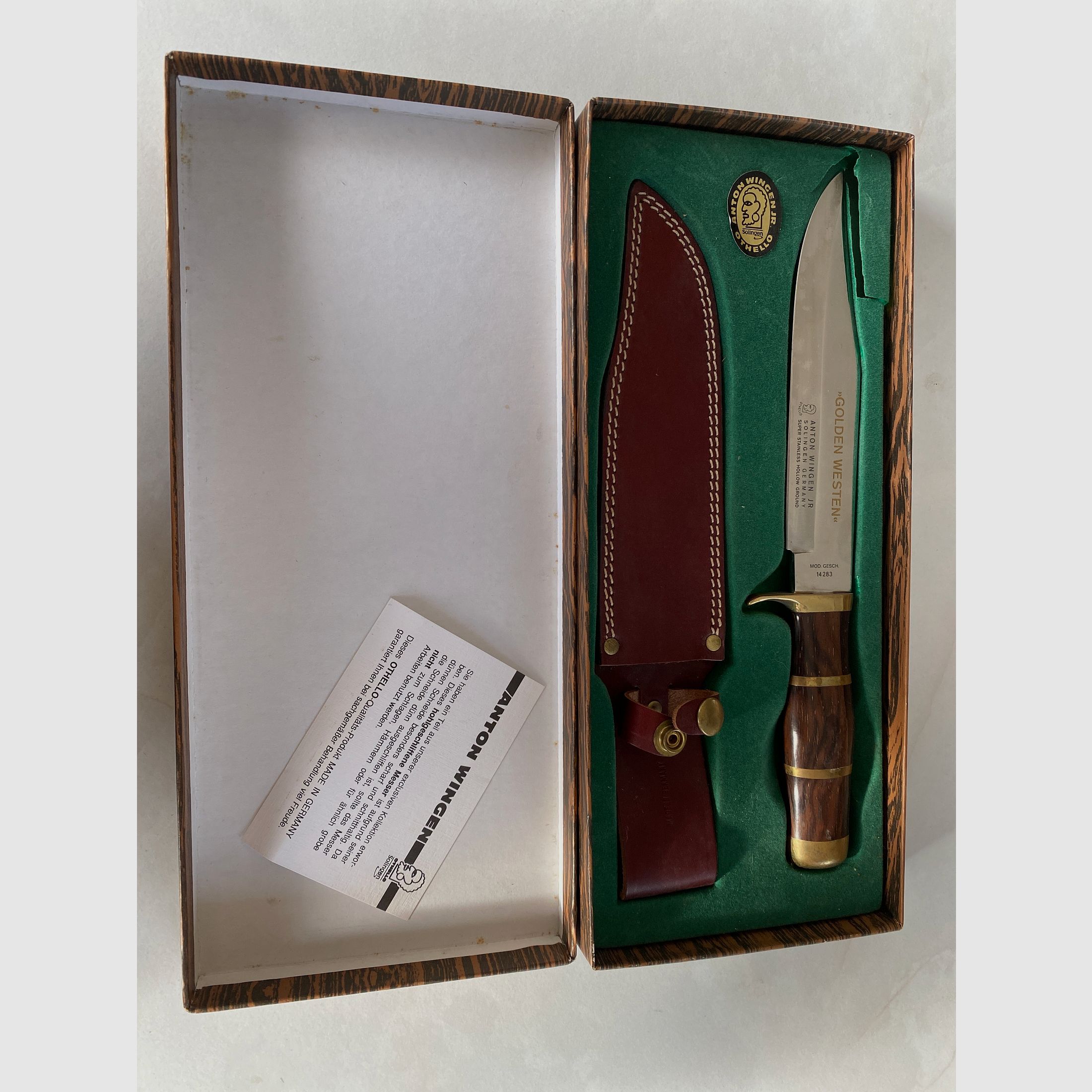 Anton Wingen Jr. – “Golden Western” Jagdmesser / Sammlermesser – Neu in Originalverpackung