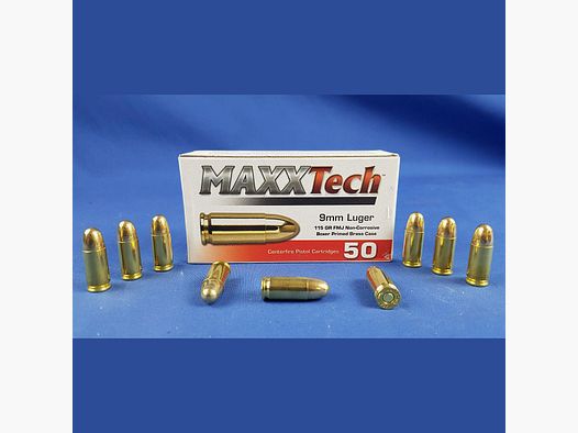 Maxxtech 9x19mm FMJ 7,5g 115grs. – Neue Generation