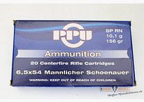 PPU Prvi Partizan 6,5x54 Mannlich Schönauer 10,1g/156gr SP RN Teilmantel 20 Schuß