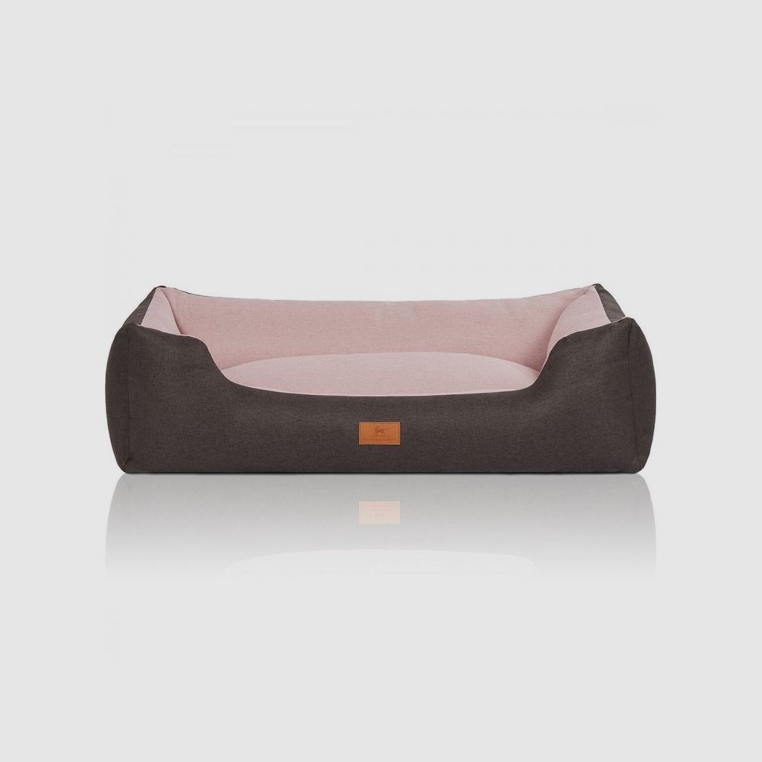 Knuffelwuff Hundebett Luke aus Velours mit feinem Handwebcharakter Rosa M-L 85 x 63cm