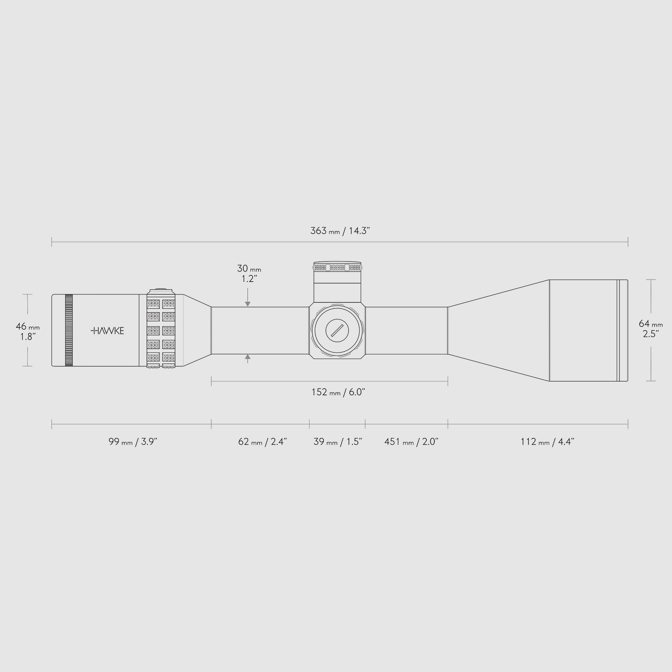 HAWKE 17460 Zielfernrohr Sidewinder 30 FFP 6-24x56 FFP Half Mil Absehen