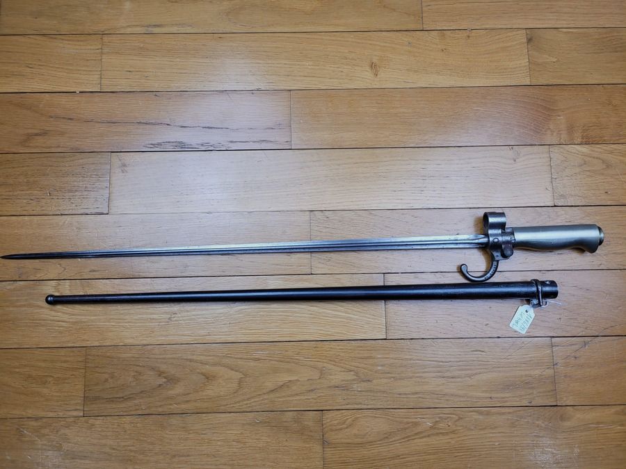 Baïonnette Française 1886/93 à quillon – Lebel 1er modèle à soie longue – fourreau & arme au numéro – Excellent état, image 5 sur 15