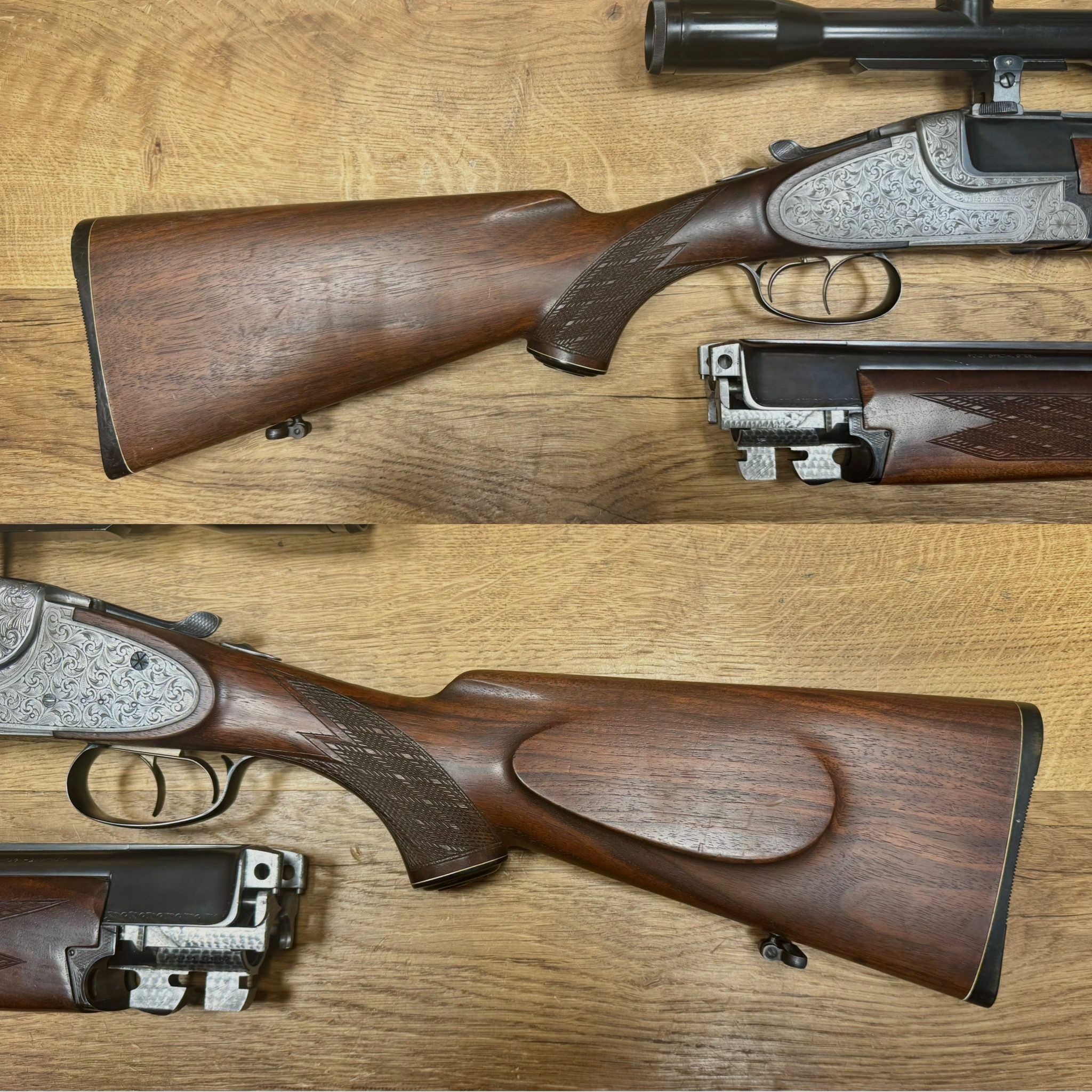 Brünner 572.5 Side Lock Over and Under Combination Gun with Interchangeable Barrel