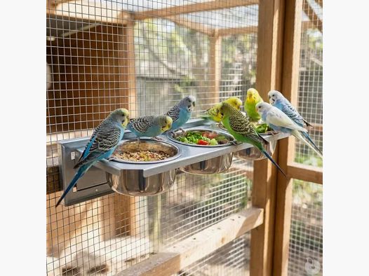 Comedero giratorio para aves con 3 tazones