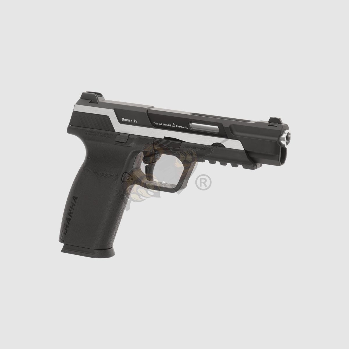 G&G Piranha Mk I GBB Airsoft Pistole in schwarz/silber -F-