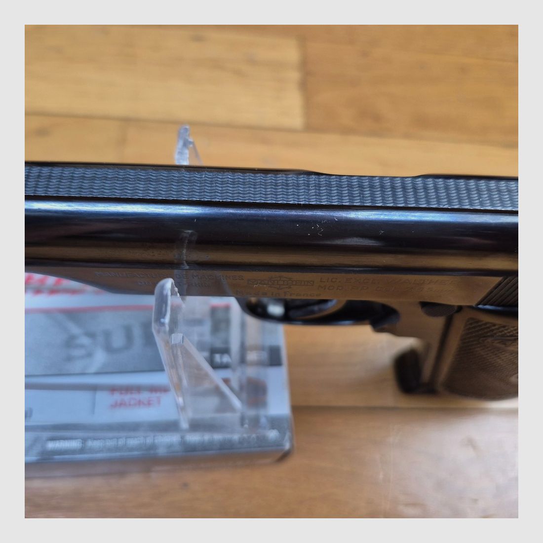 Sehr schöner Walther PP von Manurhin unter exklusiver Lizenz von Walther – Kal. 7,65mm – 2 Originalmagazine – Sammlerstück in Originalbox mit Anleitung, Zielscheibe und Reinigungsset – Seltenes Exemplar von 1954! – Perfekte Mechanik – Neuer Spiegel-Lauf – Zustand nahezu neu – TBE++, Bild 20 von 28