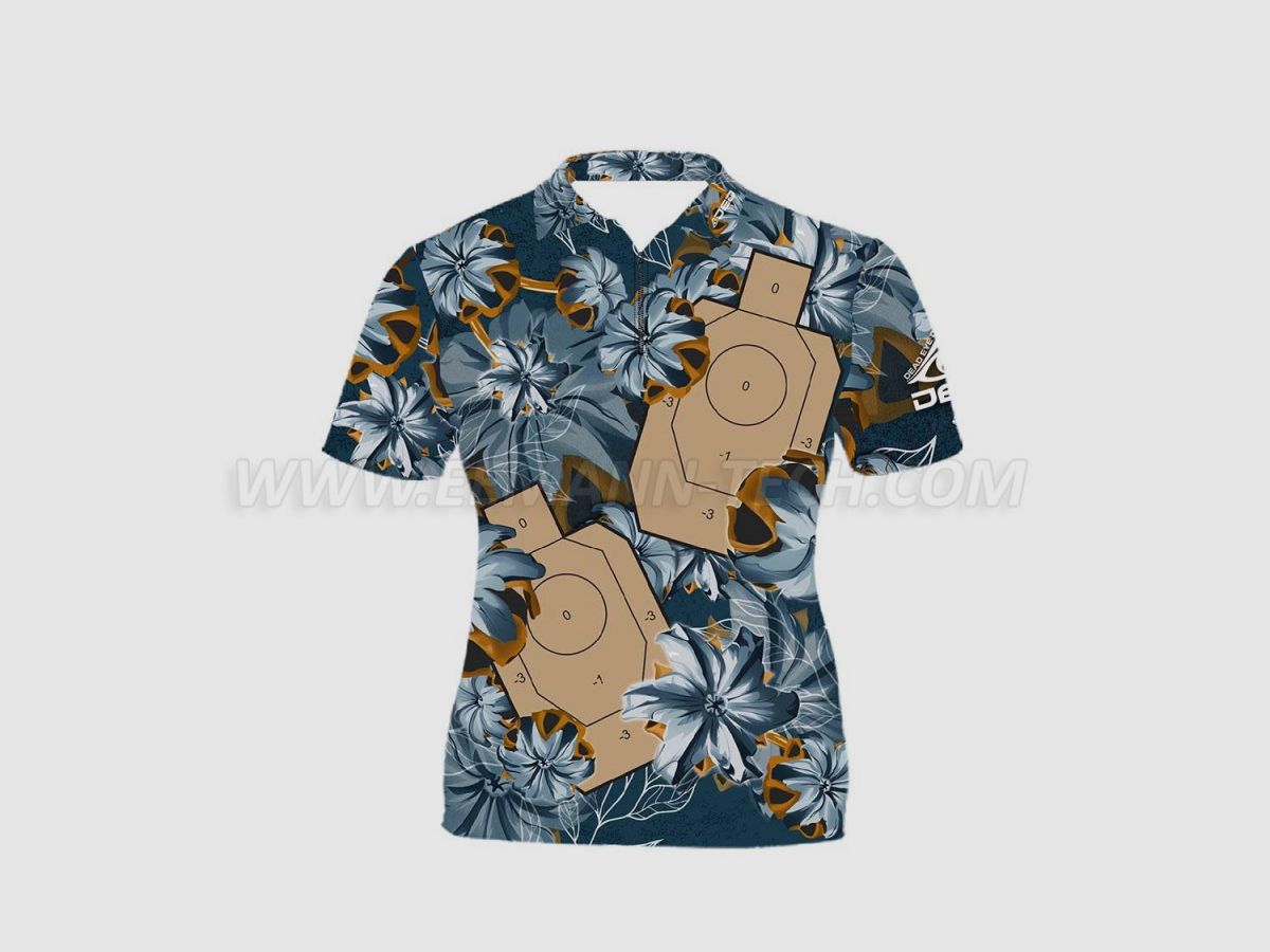DED Blue Bullet Floral IDPA Ziel T-Shirt, Größe: 3XL, Benutzerdefinierter Name: Kein Name, Bekleidungsart: Damen, Bild 3 von 3