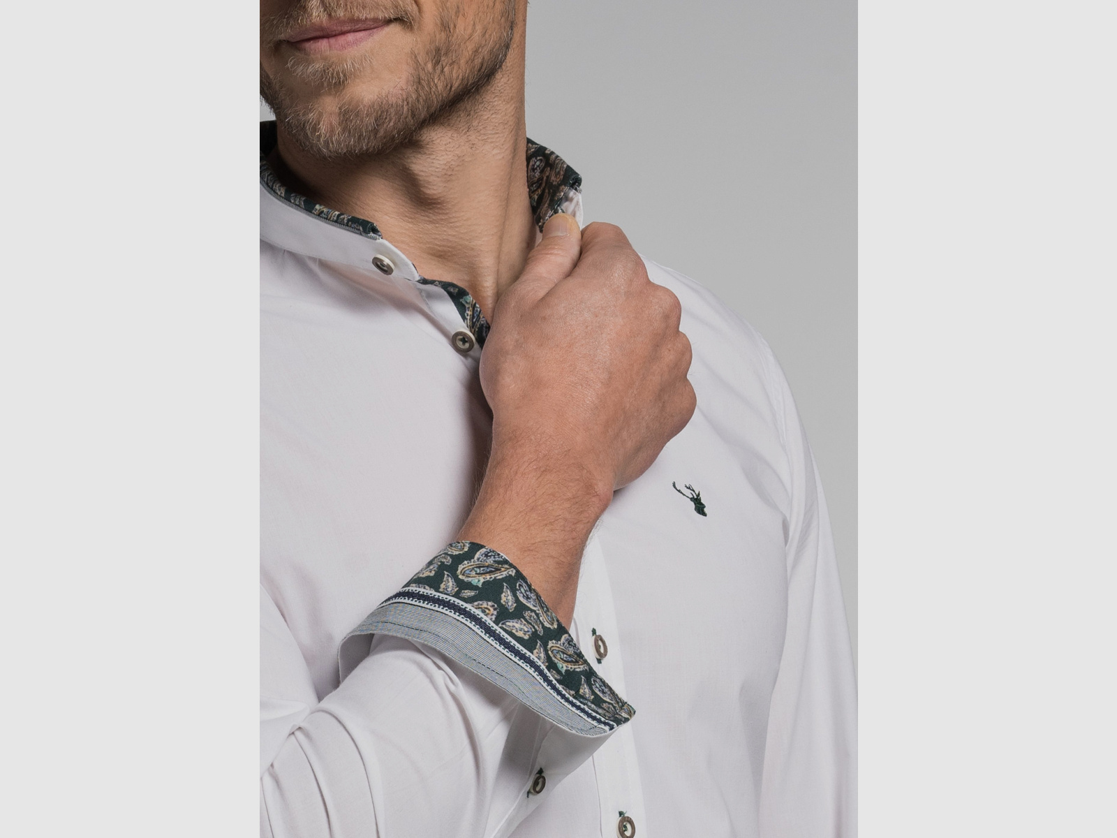 SPIETH & WENSKY Silas Stehkragen Hemd Slim Fit