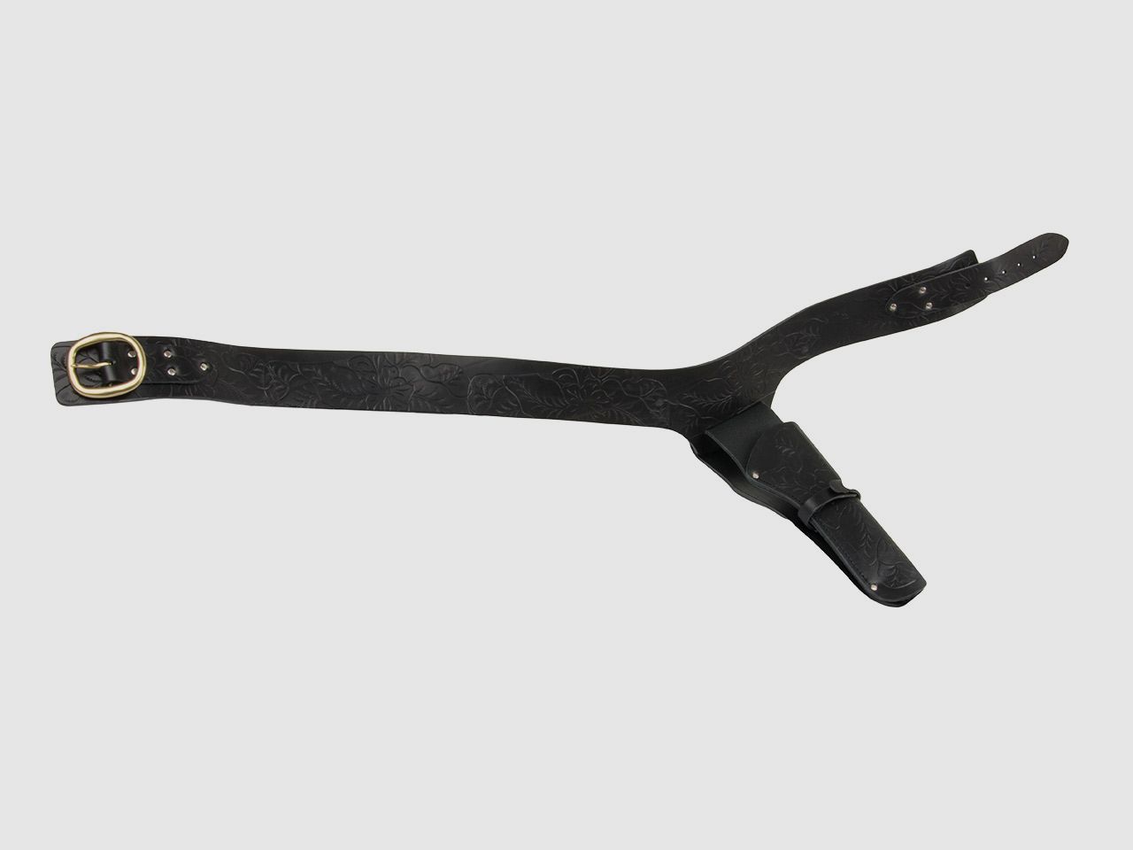 Western Revolvergurt rechts mit Verzierungen LĂ¤nge 120 cm schwarz mit 1 Holster