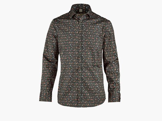 Tom Collins Hunting Langarmhemd Allover-Druck, Slim Fit