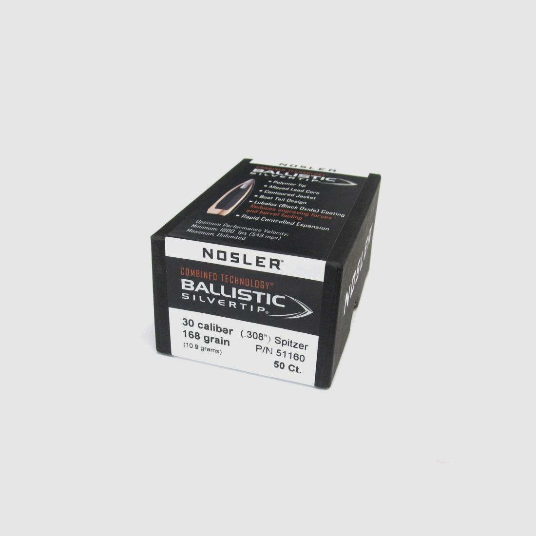 NOSLER BALLISTIC SILVER CAL30 GR168