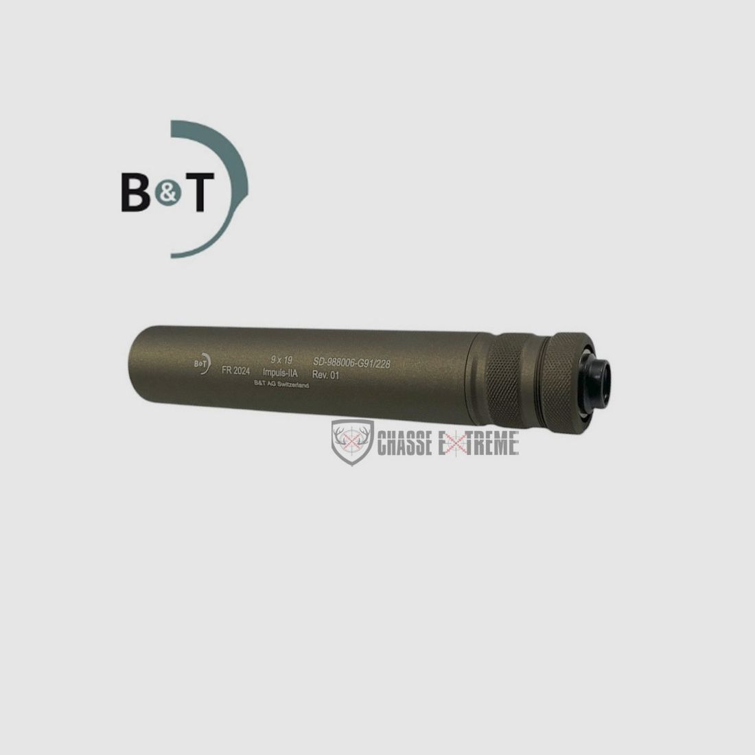 Schalldämpfer B&T Impuls-IIA 1/2x28 Kal 9x19 für Glock Midnight Fde