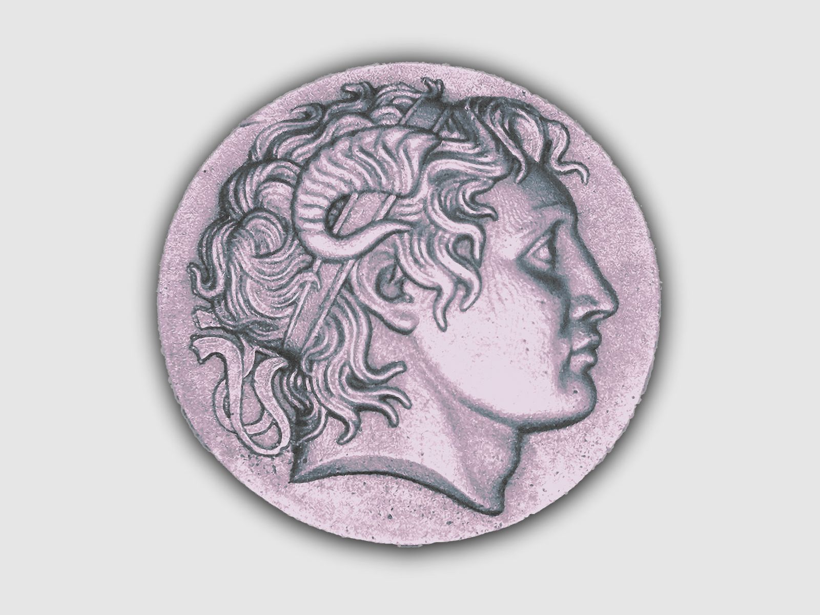 Alexander der Große -  Gürtelschnalle mit Ledergürtel seltenes klassisches Motiv  3d Flachrelief