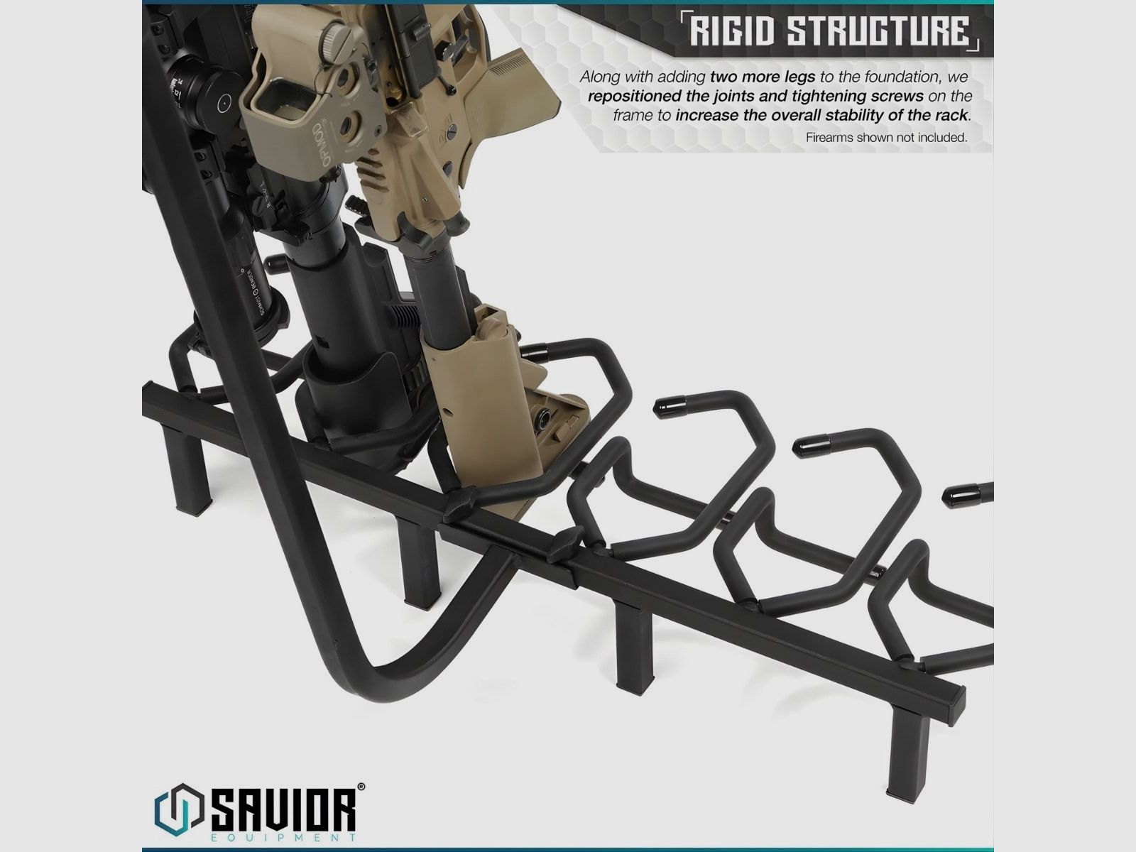 Savior - Składany Stojak Na Broń - 6 x Karabinek / 8 x Pistolet - Portable Firearm Rack Stand - Czarny - RK-RIF6-ST-BK, zdjęcie 5 z 6