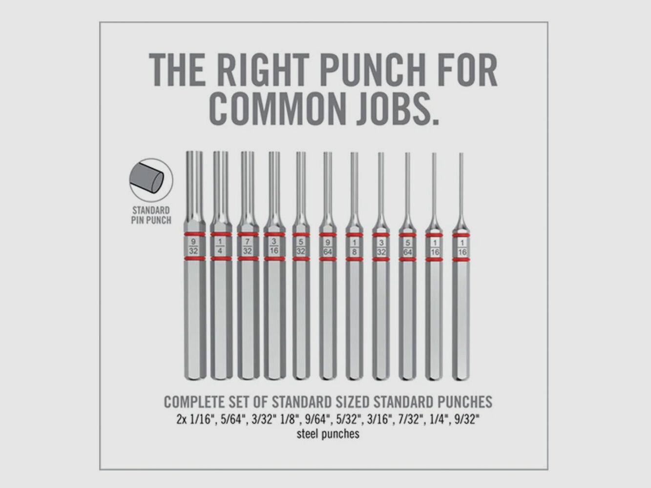 Real Avid Accu-Punch 11-Piece Standard Pin Punch Set