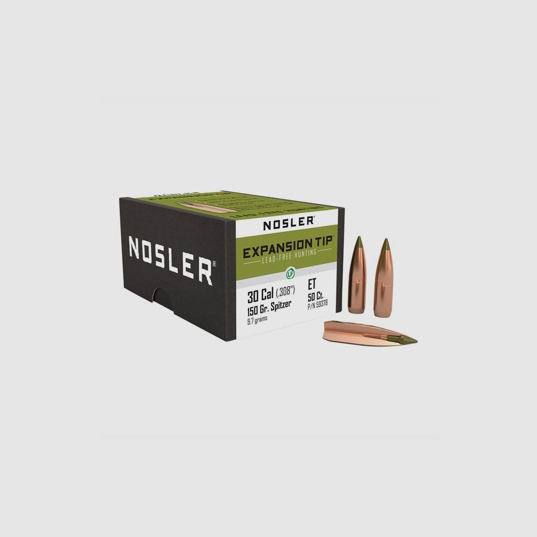 NOSLER EXPANSION TIP BLEIFREI 30 KAL (.308) 150GR SPITZER BT 50/BOX, Bild 2 von 2