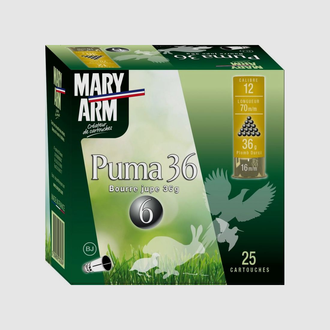 JAGD-PATRONE MARY ARM PUMA BJ 36 – KALIBER 12, Bild 1 von 2