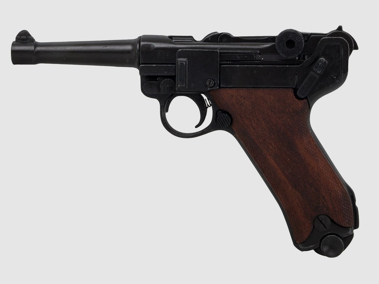 Denix Deko Pistole Denix Parabellum Luger P08 schwarz braune Holzgriffschalen