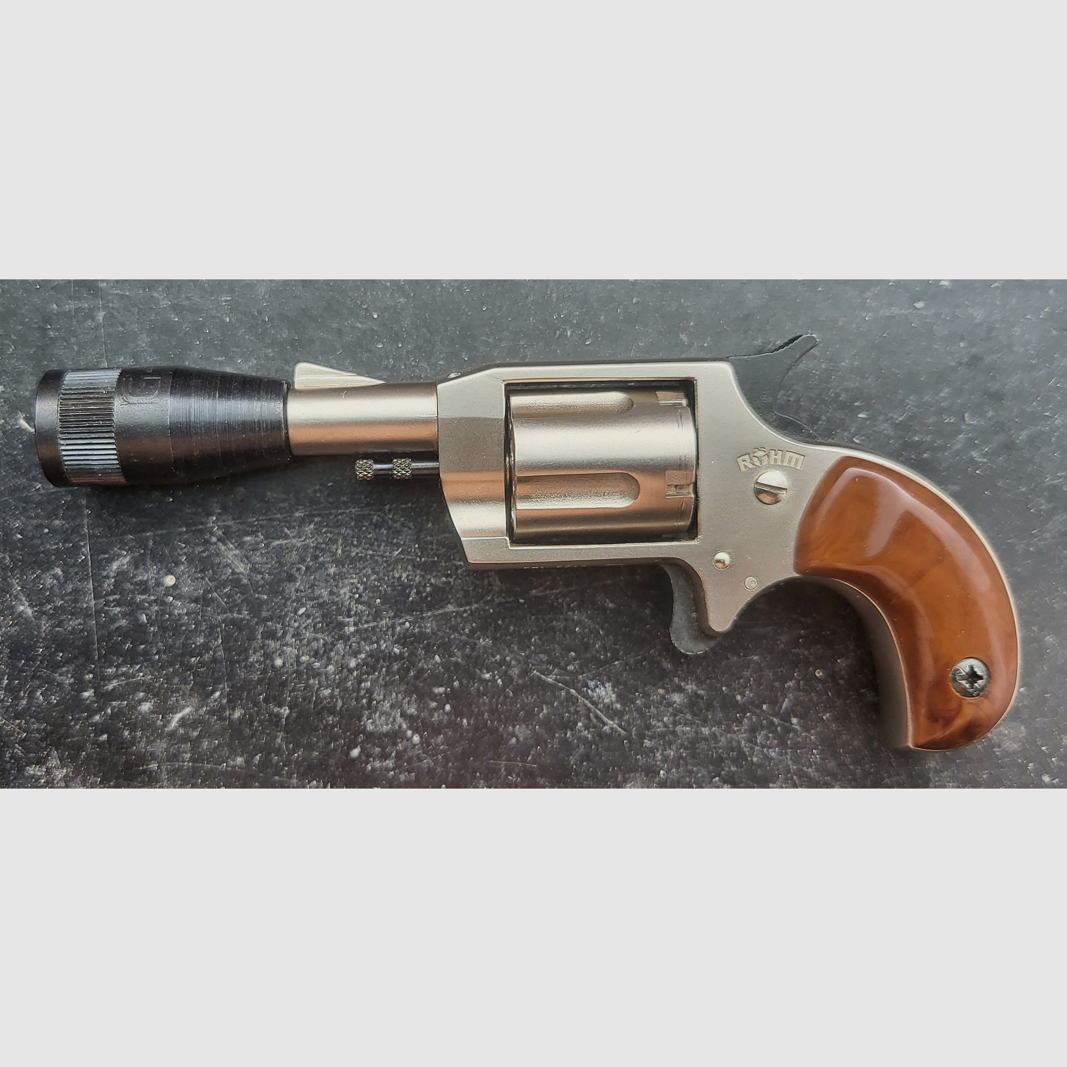 Röhm Little Joe .22er Gas/Knallrevolver im Nickelfinish PTB 380