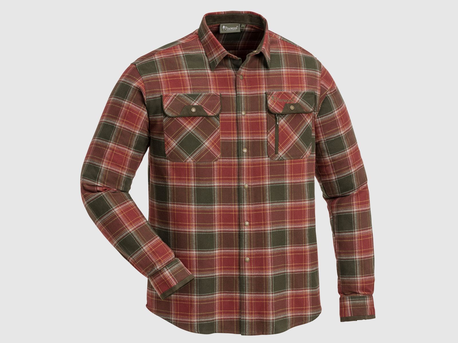 Pinewood Prestwick Hemd Flanell Burgundy/Grün