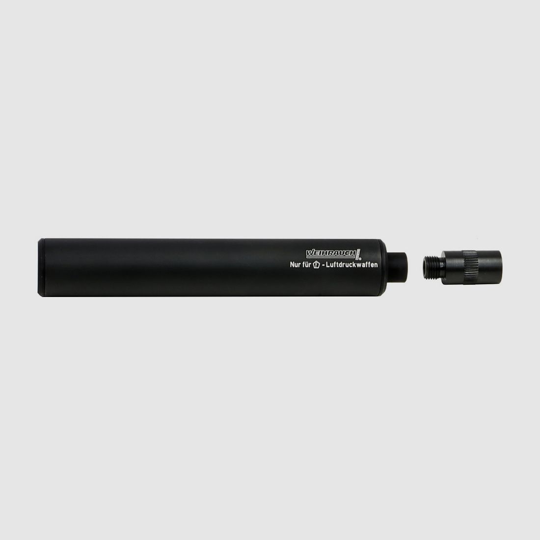 Weihrauch-SchalldĂ¤mpfer, neues Design, inklusive Adapter fĂĽr Baikal Luftgewehr IJ 512 (P18)