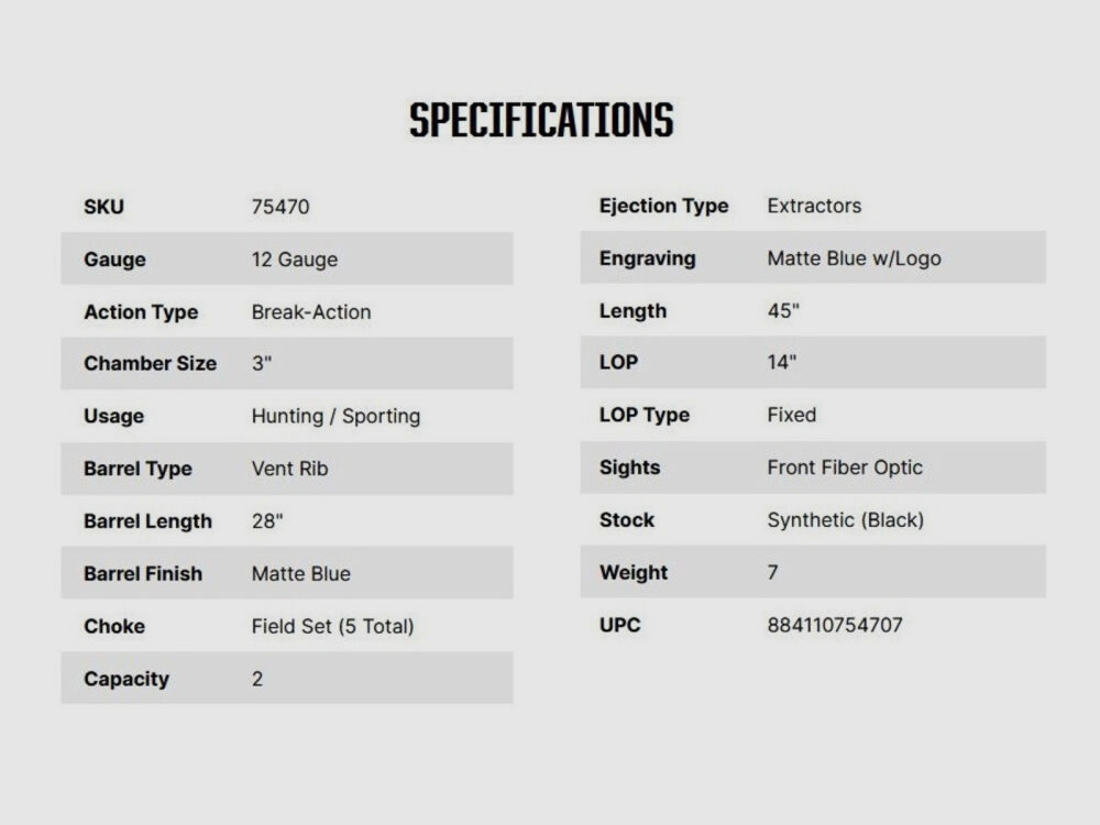 Mossberg Silver Reserve Eventide 28" (28 pollici) 12/76