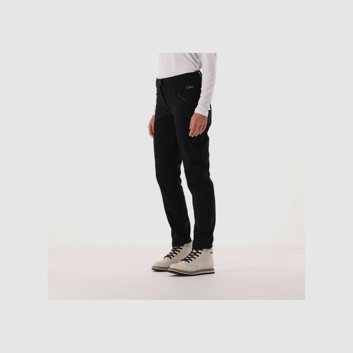 Pantalones Softshell CMP para Mujer con Costura Visible en la Parte Delantera Negra