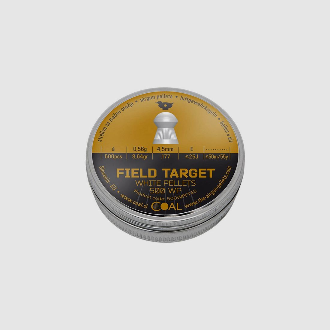 Rundkopf Diabolos Coal White Pellets Field Target Kaliber 4,5 mm 0,56 g geriffelt 500 StĂĽck