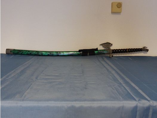 Katana Samurai Schwert Drachenmotiv Dragon grüne Scheide