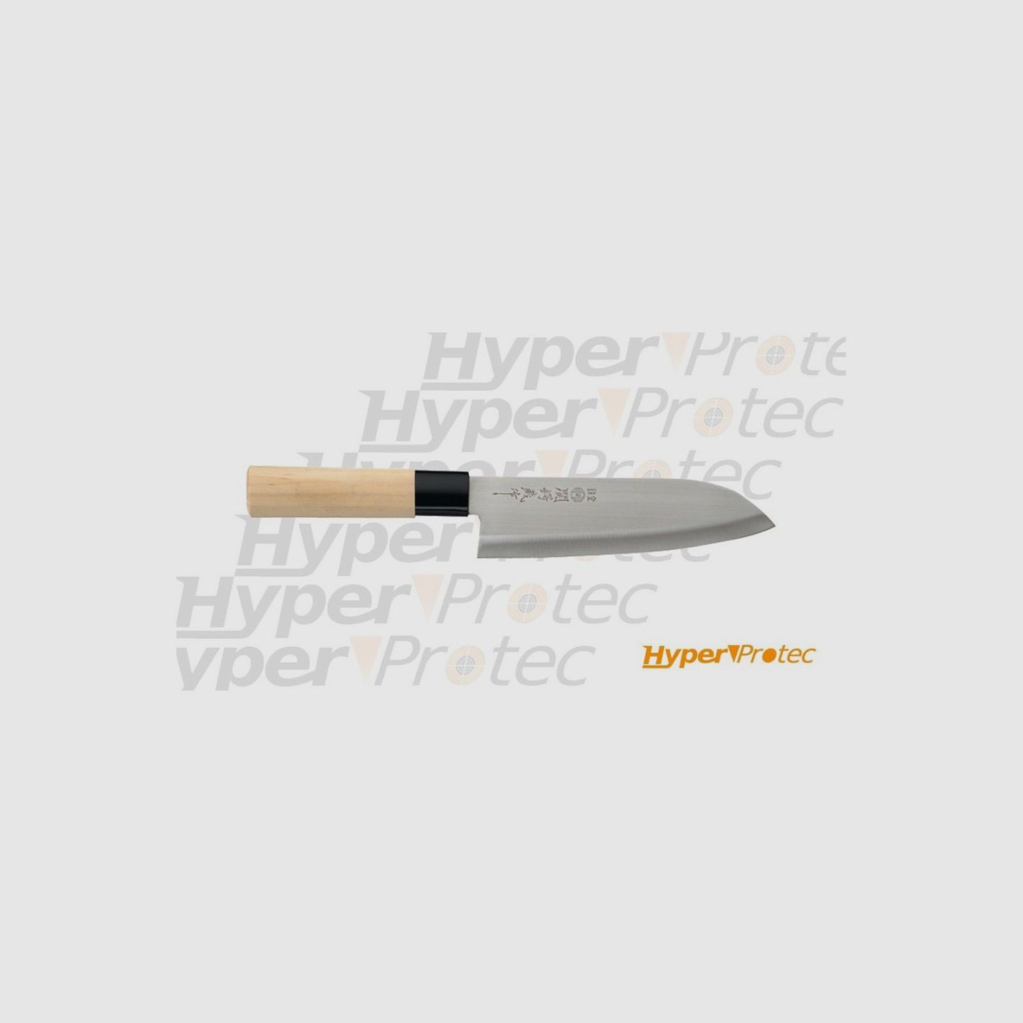 Japanisches Messer mit Griff aus natürlichem Holz Santoku - 16,5 cm