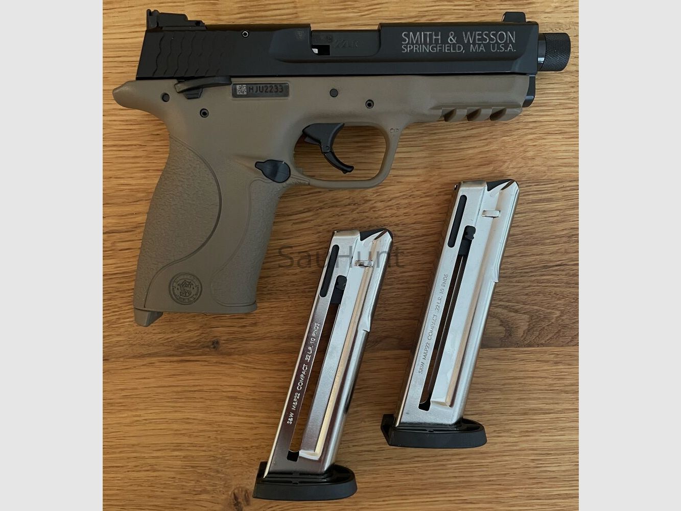 Pistole Smith & Wesson S&W Pistole Mod. M&P 22 Compact FDE-Griffstück mit Z Kaliber .22lr (Long Rifle) mit Zubehör