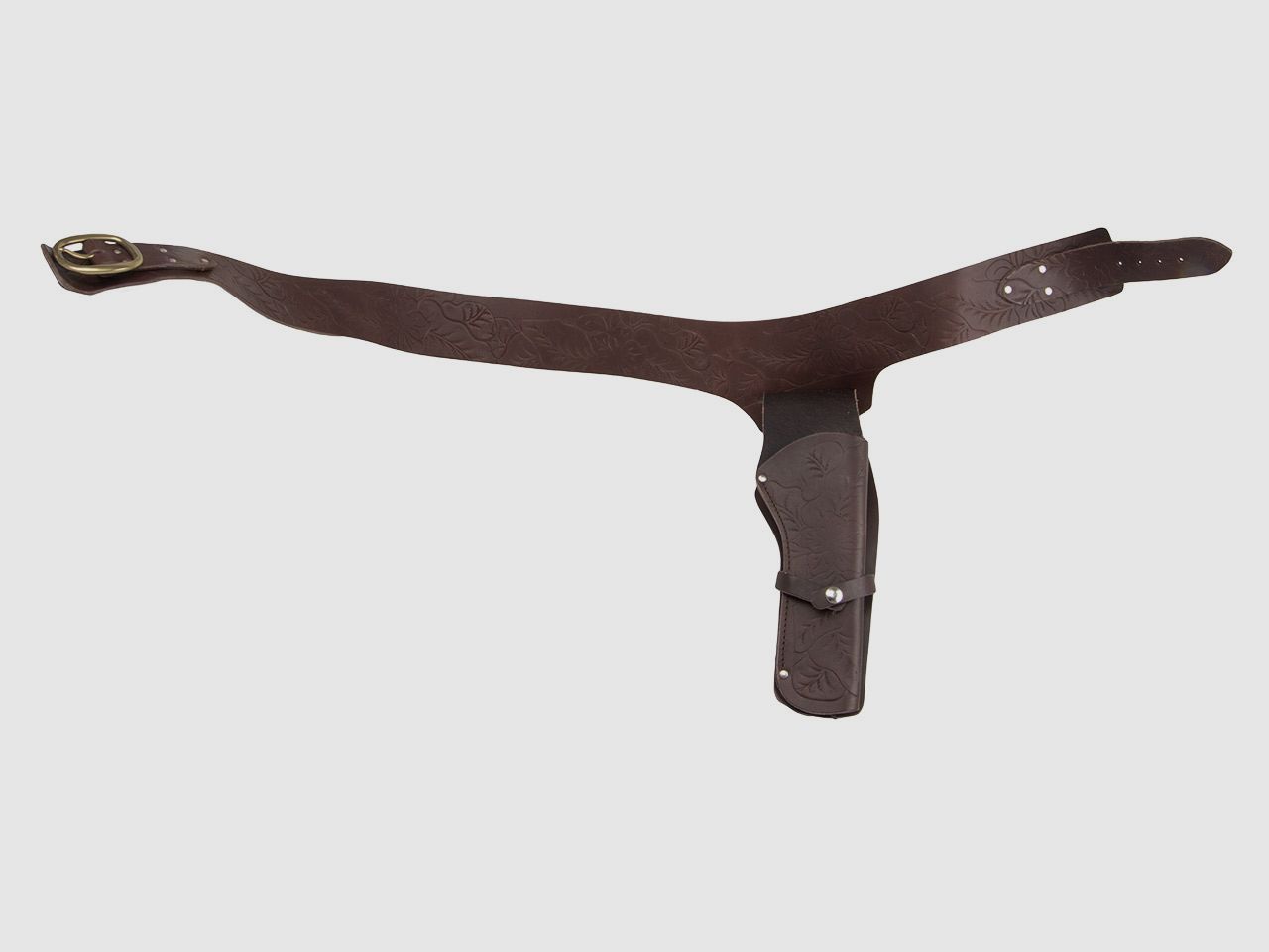 Western Revolvergurt rechts mit Verzierungen LĂ¤nge 110 cm dunkelbraun mit 1 Holster