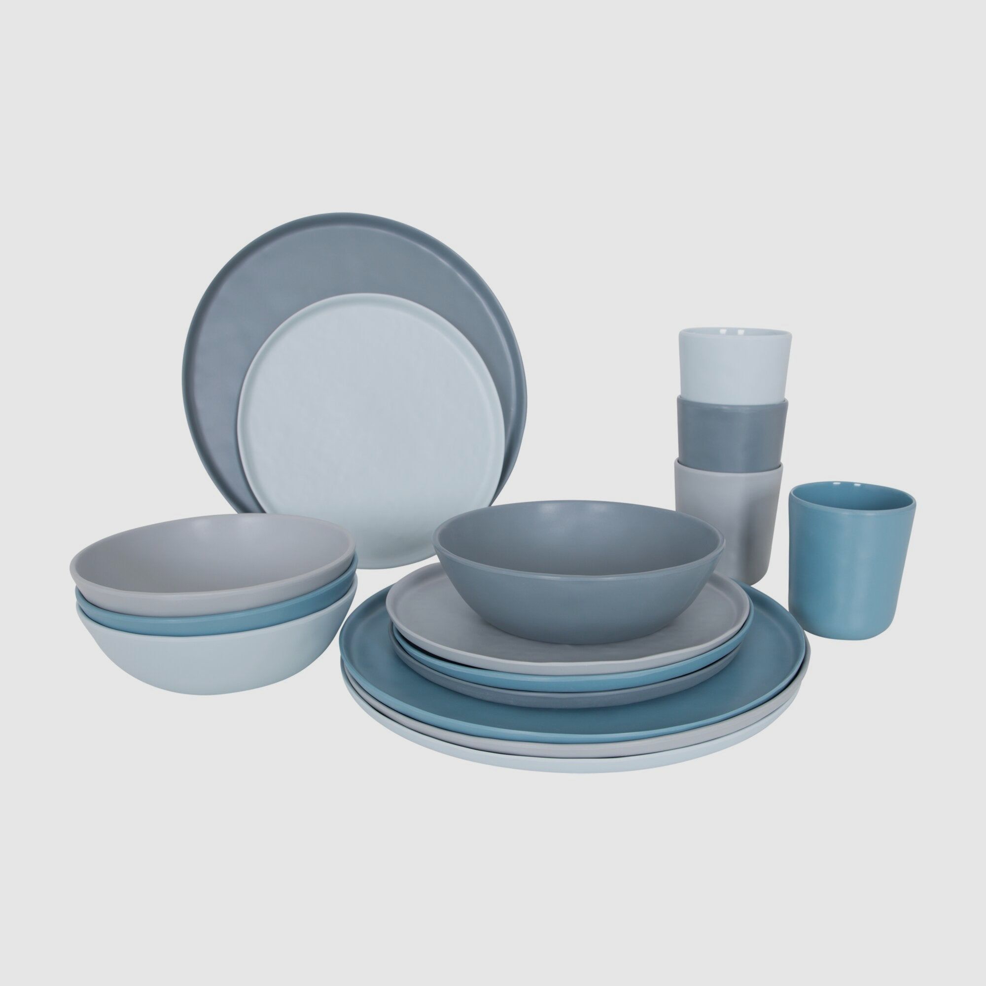 Molvadite Dinner Set, 16-piece, blue/grey, image 2 of 4
