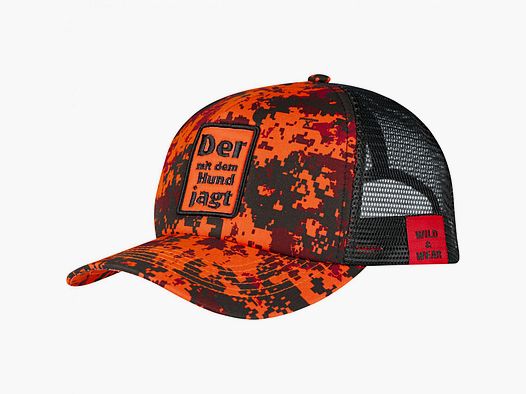 Wild & Wear Trucker Cap "Der mit dem Hund jagt" Unisex (phantomX Orange)