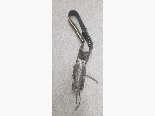 Westernholster Westerngürtel Western Revolver Mexico 38 Leder mit Dekopatronen schwarz