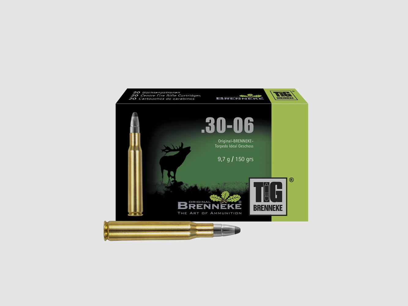 Cartouche de fusil avec balle TIG – .30-06 Spr., Orig. BRENNEKE TIG 9,7 g VE20