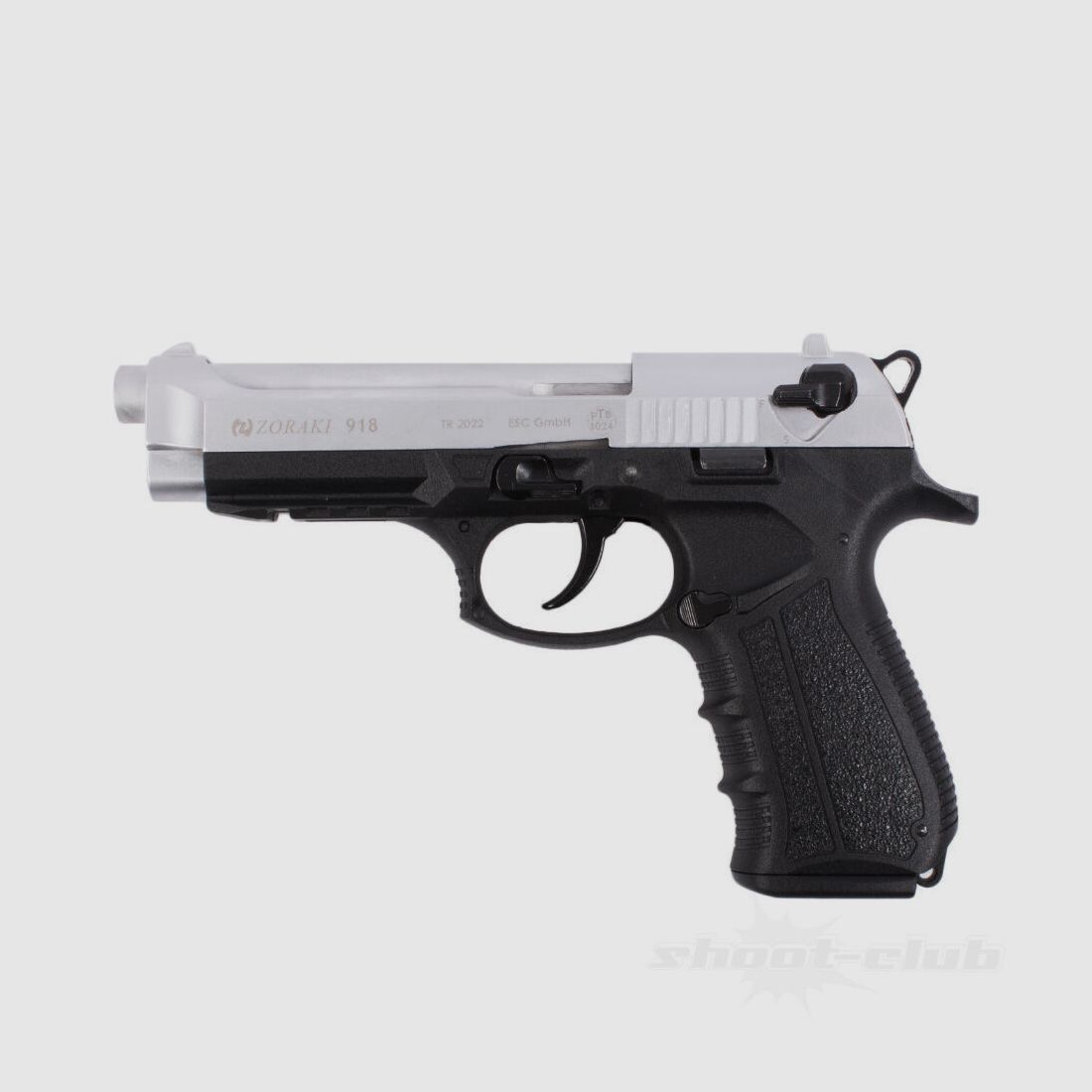 Zoraki 918-P Matt Chrom Schreckschusspistole 9 mm P.A.K. mit Platzpatronen