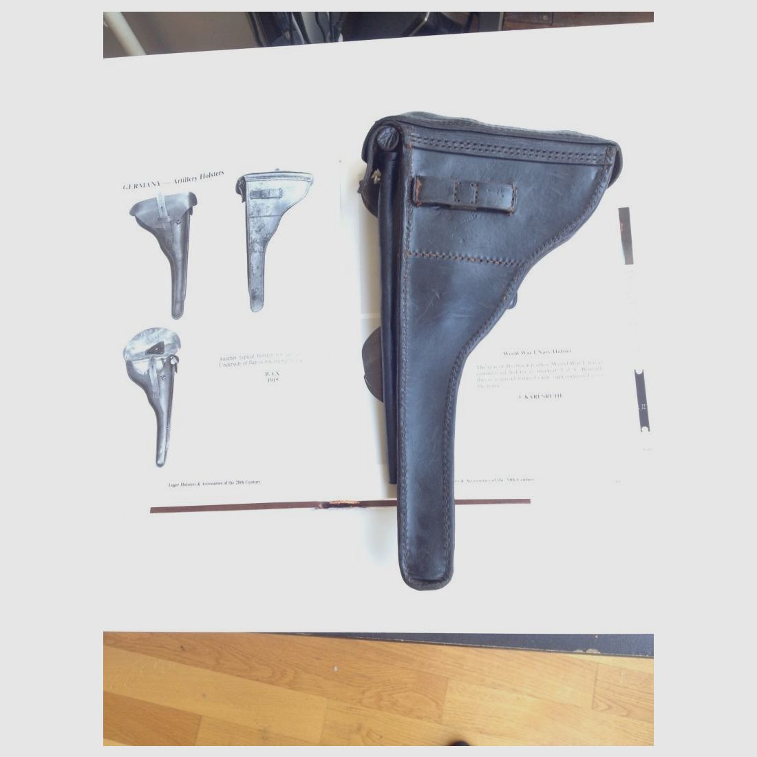 1915 DWM P08 Artillerie Leder-Holster von Steinmetz Breslau (B.A.X.) / Preis ist VHB