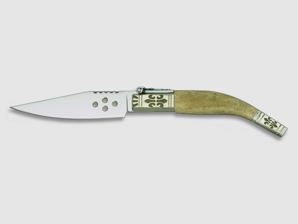 Spanisches Navaja Taschenmesser Alpaca 9cm Knochen Geschenk-Box