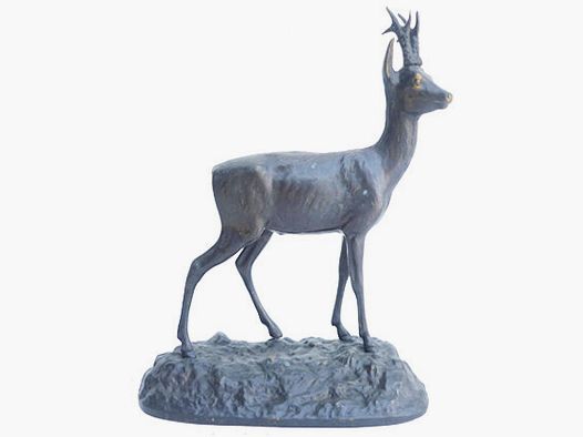 Statue en bronze Lovergreen motif cerf attentif à l'écoute taille moyenne