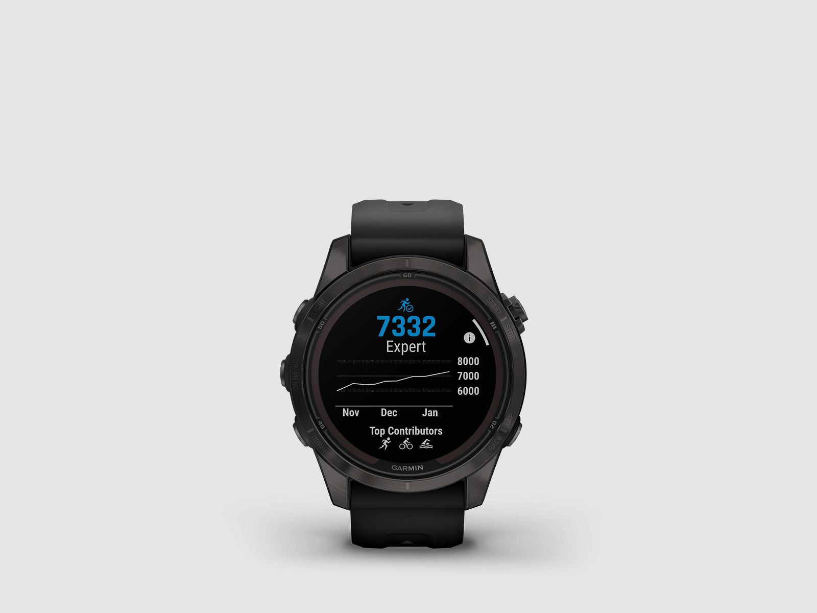Garmin fēnix® 7S Pro – Edizione Sapphire Solar, Nero/Grigio Carbonio Titanio DLC con cinturino in silicone QuickFit® da 20 mm