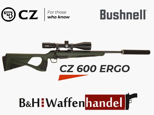  CZ  600 ERGO Lochschaft Komplettpaket mit ZF 3-18x56, Schalldämpfer, Montagen