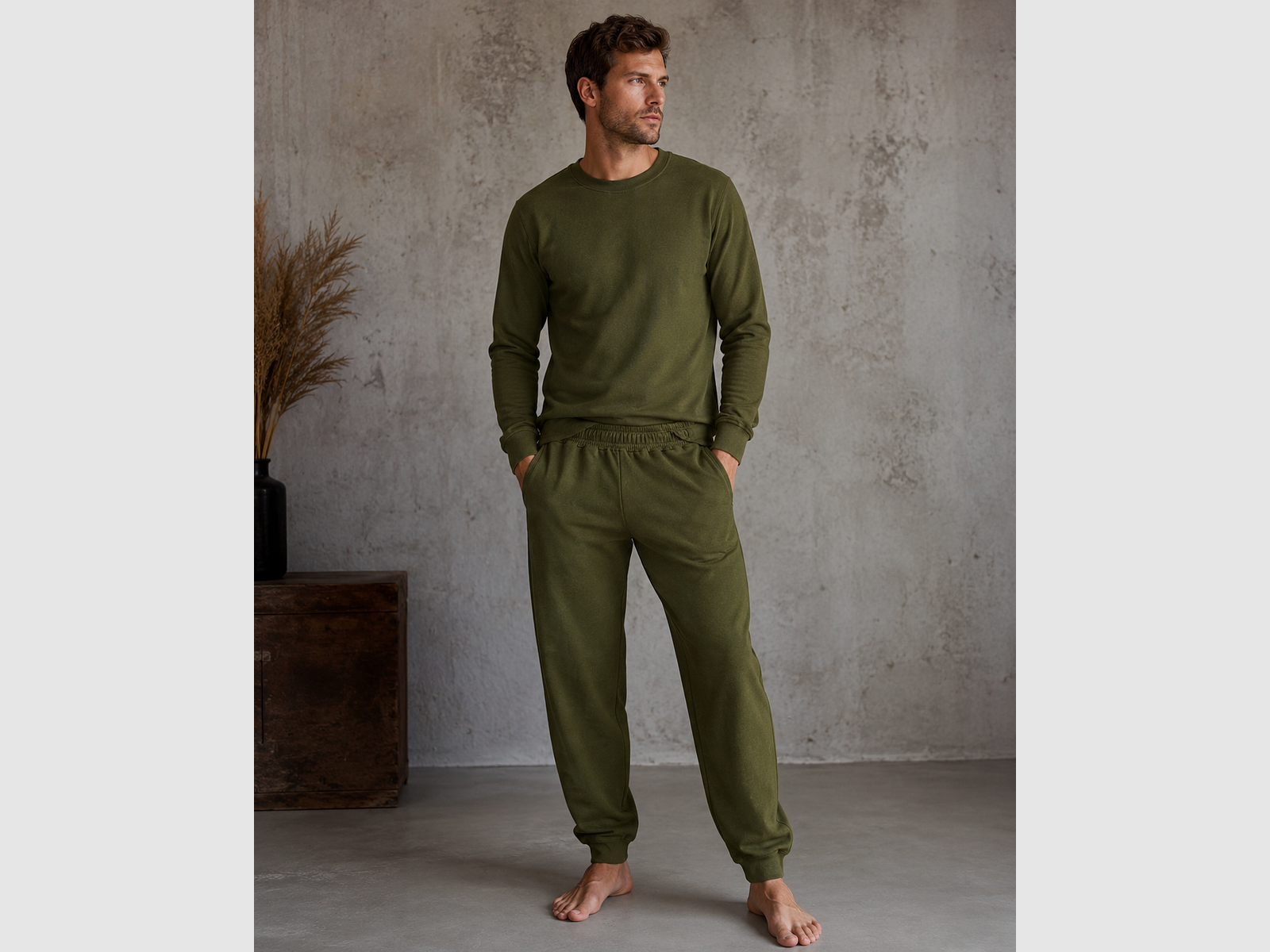 Waidmann ondergoed shirt lange mouwen en broek combinatie Groen, afbeelding 1 van 6