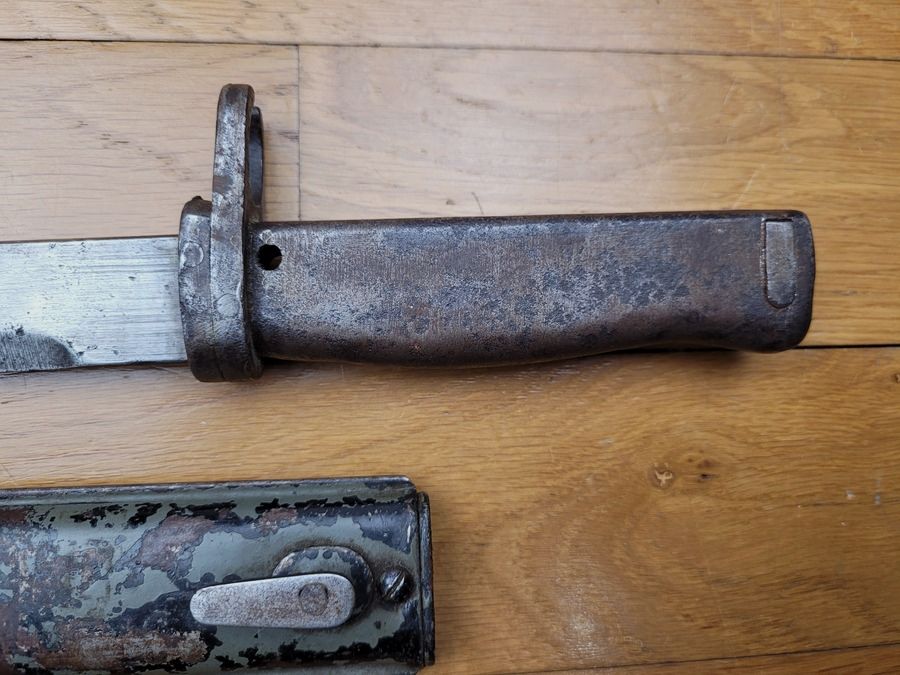 Bonne baïonnette ersatz Allemande – EB 5 au Carter – Lame sans pans creux – Fourreau ersatz FAG – TBE, image 3 sur 16