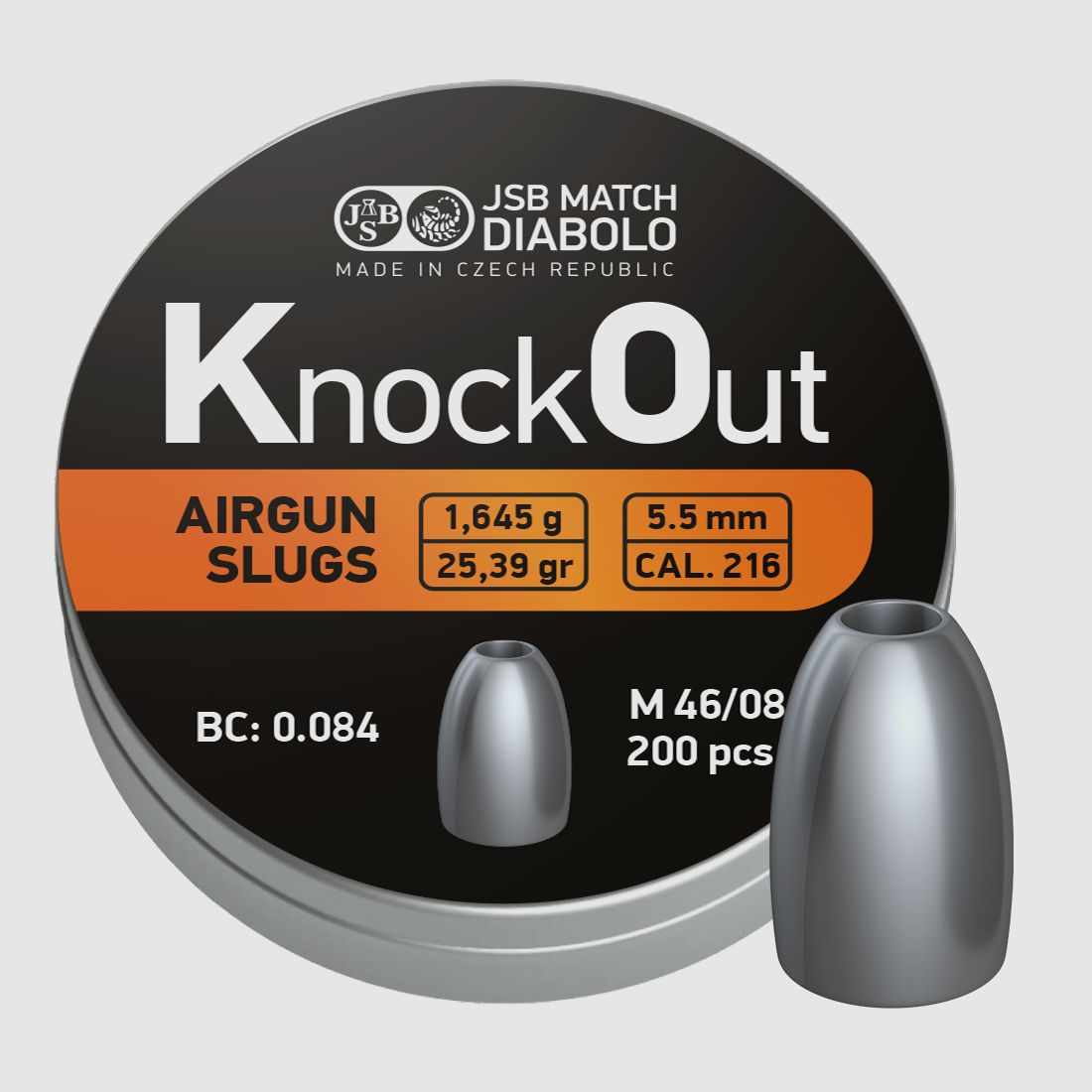 JSB KO Slugs, Kal. .216 / 5,5mm, 1,645g,