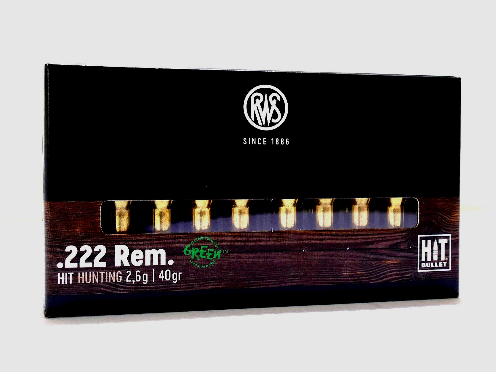 RWS .222 REM HIT Green 2,6g/40gr Büchsenpatronen Bleifrei