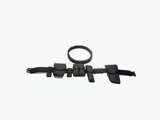 Tactical Koppel Set 11tlg. Schwarz - 2 Koppel Holster Schlagstockhalter Magazintasche f. Security