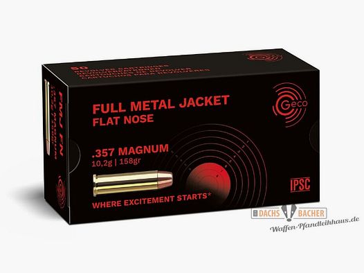 GECO .357 Magnum FMJ Full Metal Jacket Flat Nose 10,2g/158gr 50 cartouches